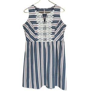 Xhilaration Striped Cinch Waist‎ Boho Crochet Western Lace Sleeveless Dress